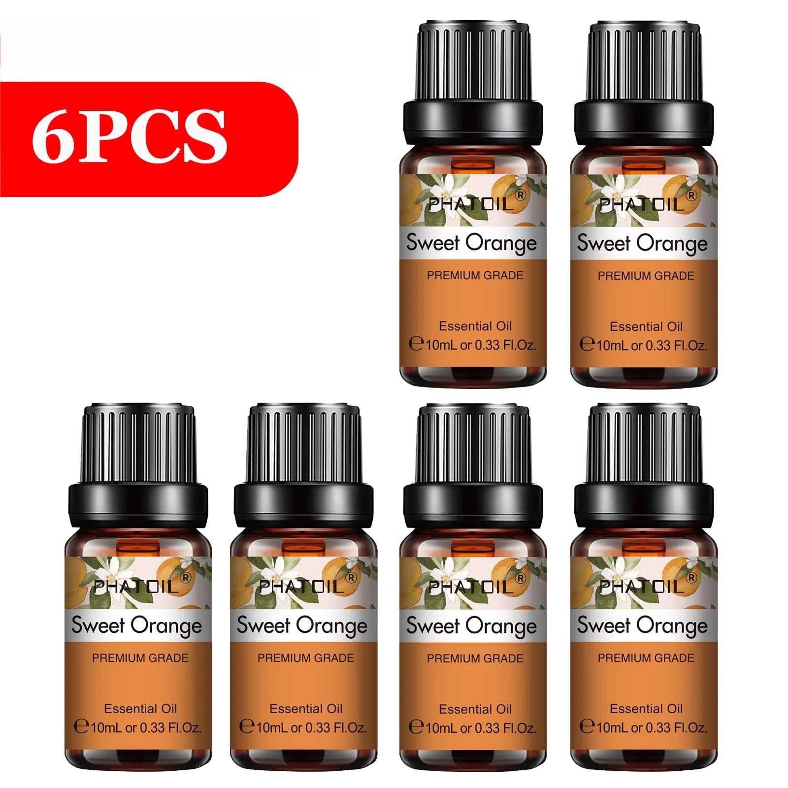 PHATOIL 6-Piece 10ml Pure Essential Oil Set for Diffusers