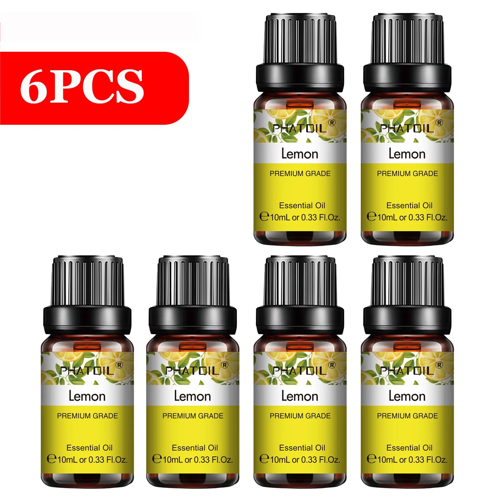 PHATOIL 6-Piece 10ml Pure Essential Oil Set for Diffusers