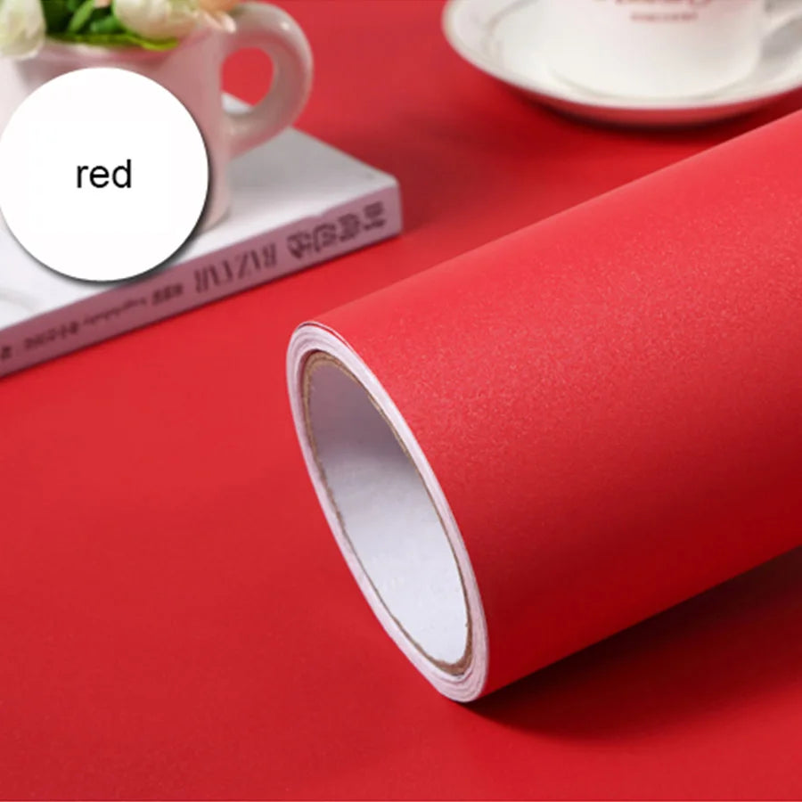 5m Pure Gray Waterproof Extra-Thick PVC Peel-and-Stick Wallpaper – Mould-Resistant for Bedrooms, Cabinets & Furniture
