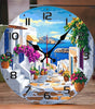 Mediterranean Street Silent Wall Clock – 10-Inch Round Wooden Home Decor