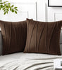 Wavy-Line Velvet Throw Pillow Cover – 17.72 in Square, Beige, Brown or Dark Gray