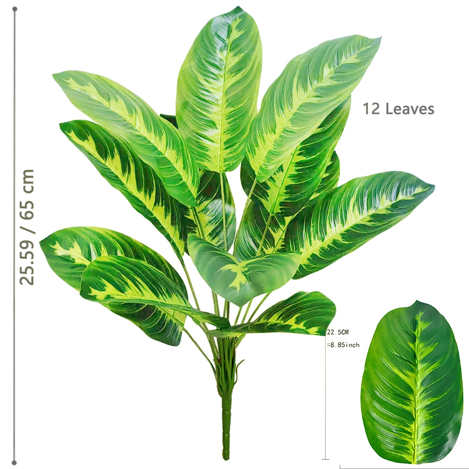 Large Artificial Bird of Paradise Plant Leaves – Real Touch Tropical Strelitzia Faux Greenery for Home & Garden Decor