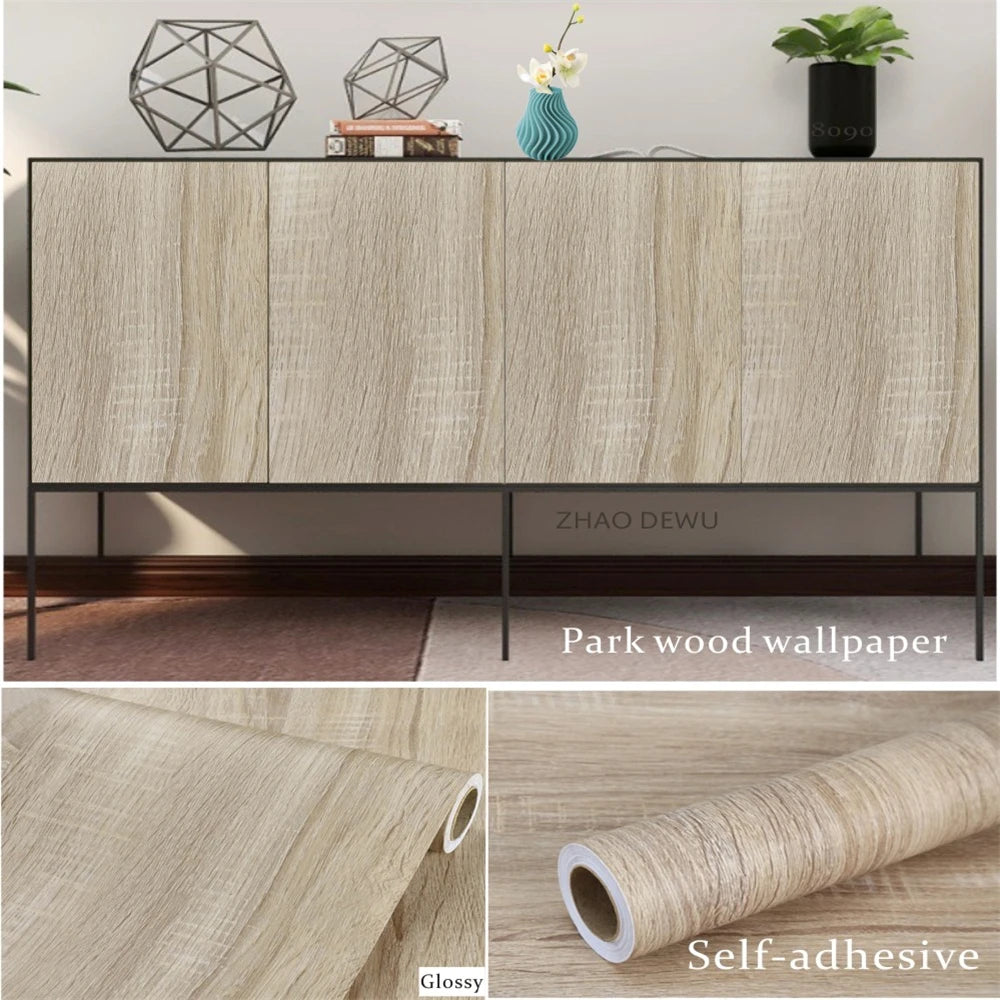Embossed Wood Grain Peel and Stick Wallpaper – Waterproof, Removable, Self-Adhesive Vinyl Wallpaper