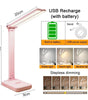 LED Desk Lamp – 3-Level Touch Dimmable, Foldable Eye-Caring Reading Light, USB Plug-In or Rechargeable Bedside Table Lamp
