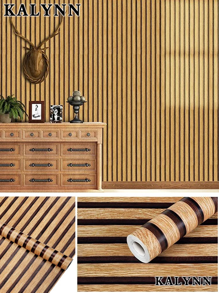 3D Wood Slat Peel and Stick Wallpaper – Waterproof, Oil-Proof, Removable Self-Adhesive Vinyl Wallpaper