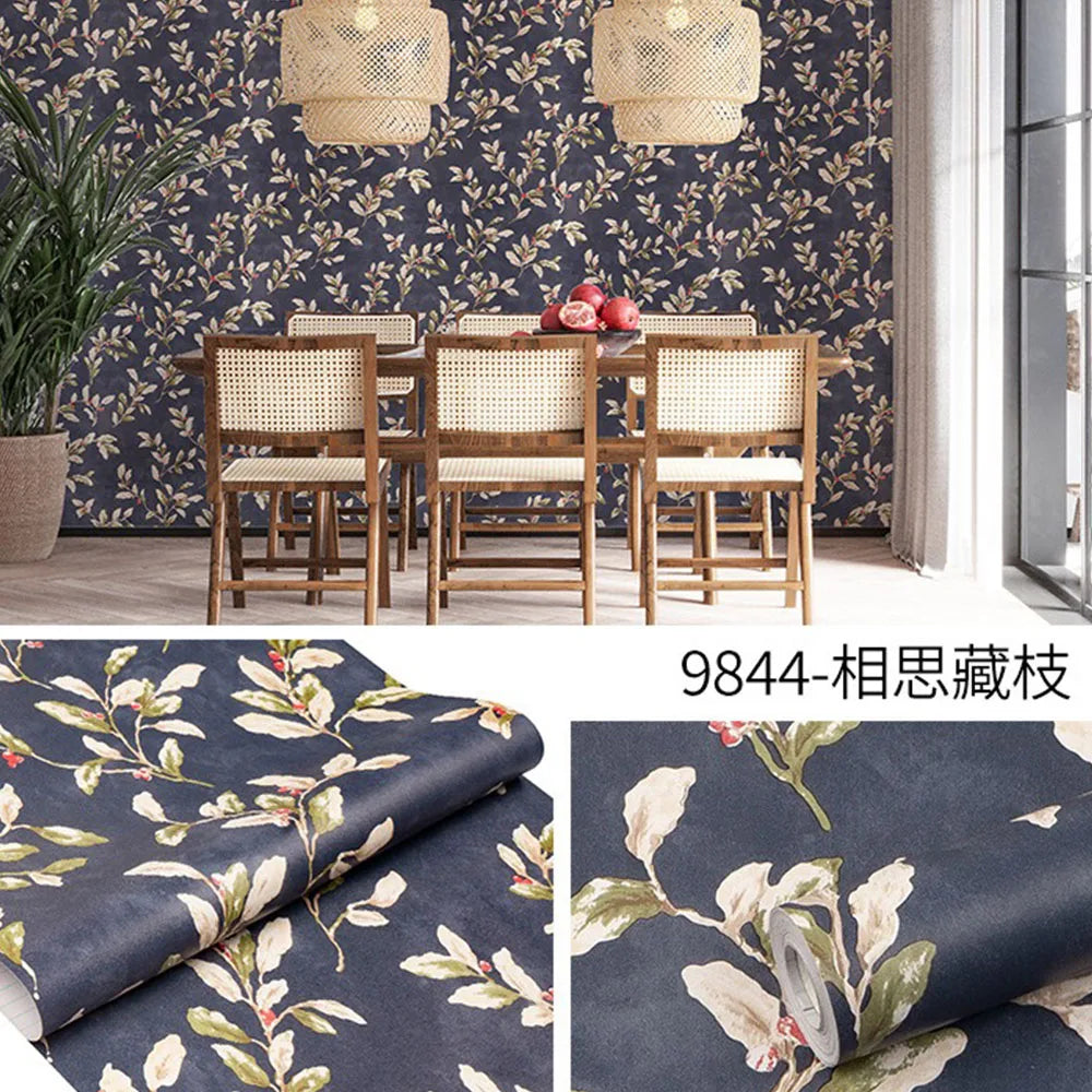 Grey Floral PVC Peel and Stick Waterproof Wallpaper for Furniture and Walls