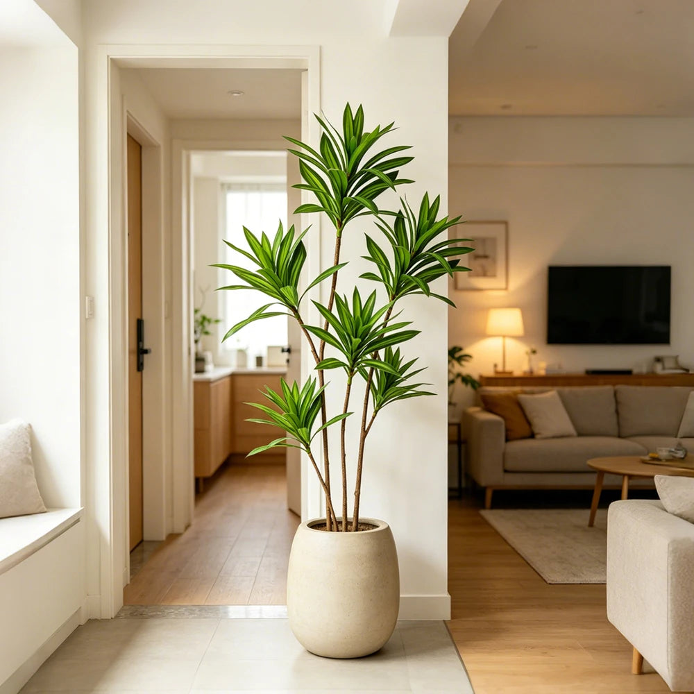 Artificial Dracaena Bamboo Tree Branch – Large Faux Corn Plant Leaves for Indoor Home & Office Decor
