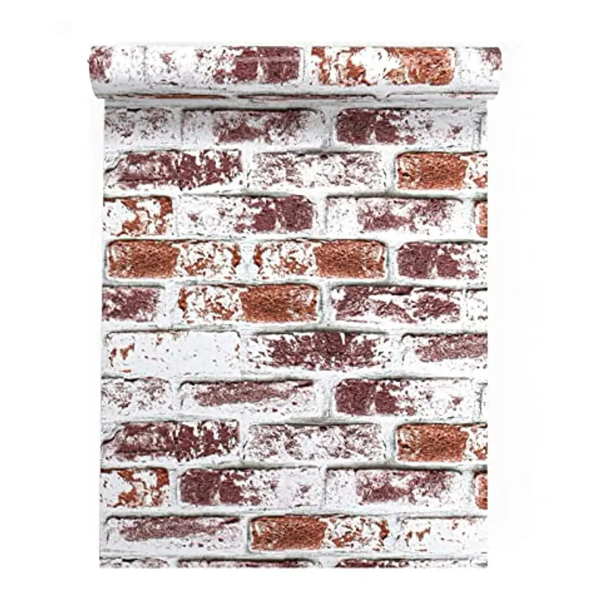 Rustic Painted Red Brick Waterproof Vinyl Peel-and-Stick Wallpaper – Removable & Oil-Resistant