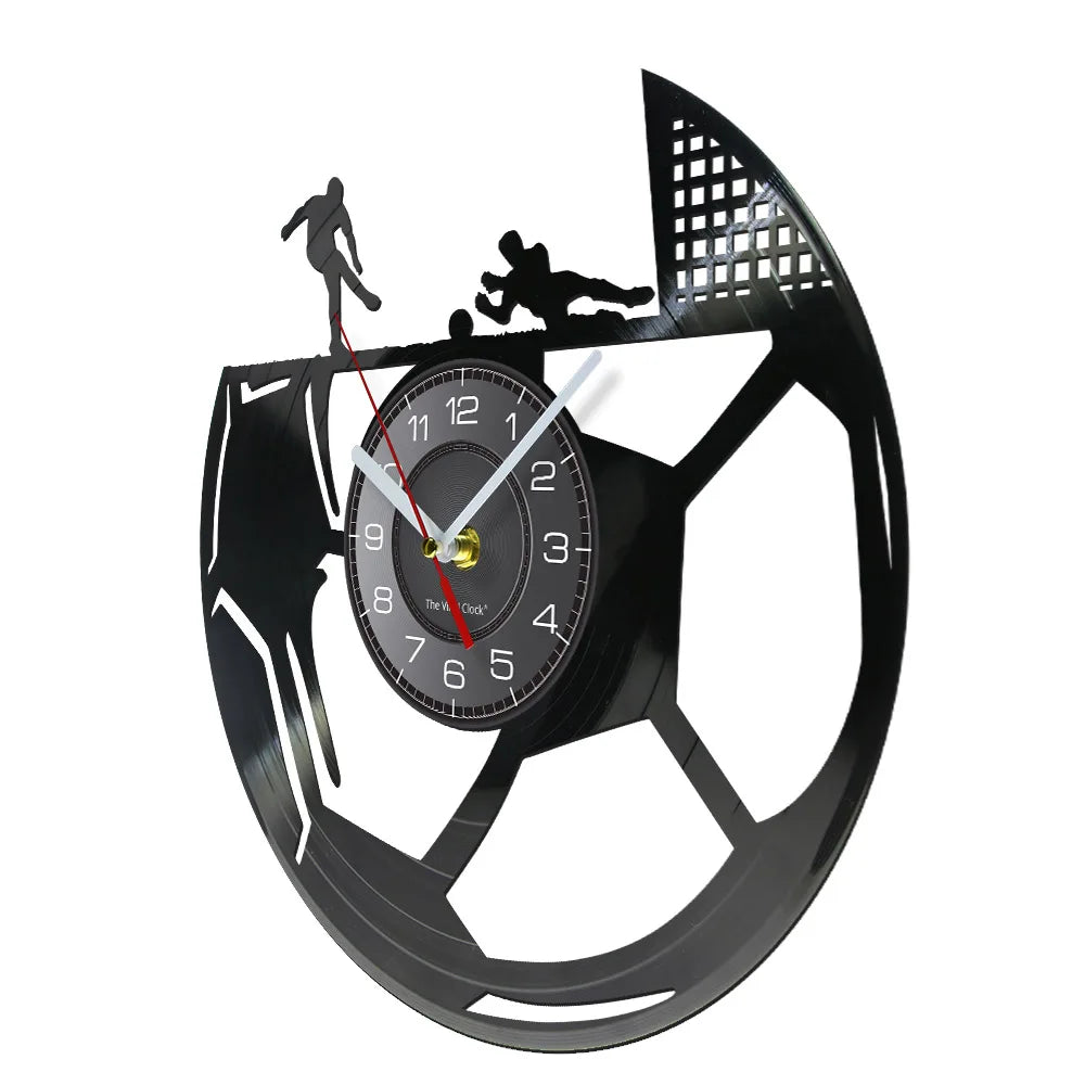 Football Vinyl Record Wall Clock – 30 cm Quartz Decor with Optional LED, Designs 6–10