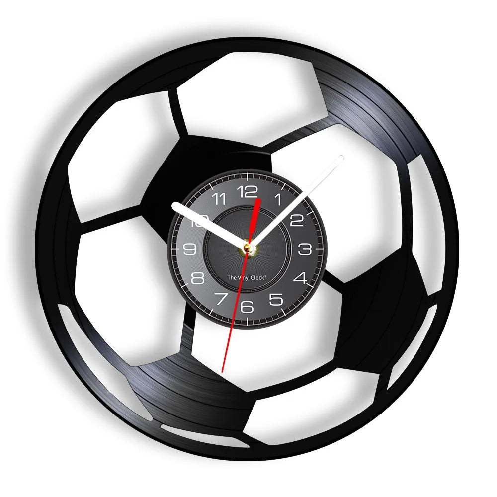 Football Vinyl Record Wall Clock – 30 cm Quartz Decor with Optional LED, Designs 11–14