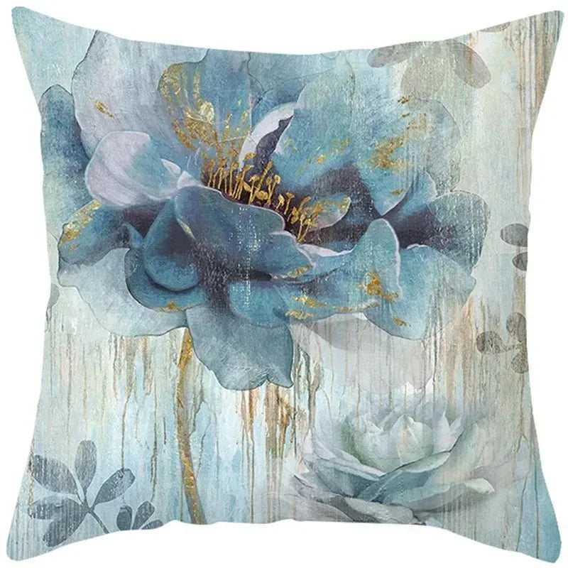 Ginkgo & Floral Polyester Pillow Cover – 17.72 × 17.72 in (45 × 45 cm), 1 Piece