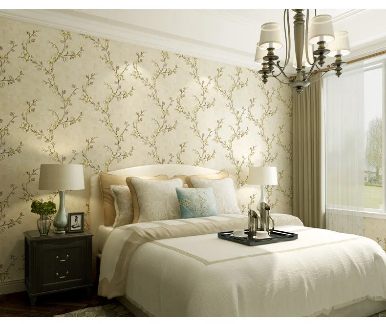 Floral 3D Embossed Waterproof Peel-and-Stick Non-Woven Wallpaper for Girls’ Bedrooms