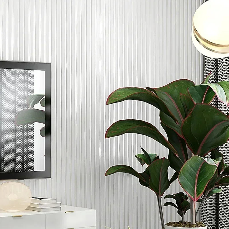 Modern Pink & Blue Vertical Stripe 3D Non-Woven Wallpaper – Waterproof, Extra Thick, Mould-Resistant & Fireproof