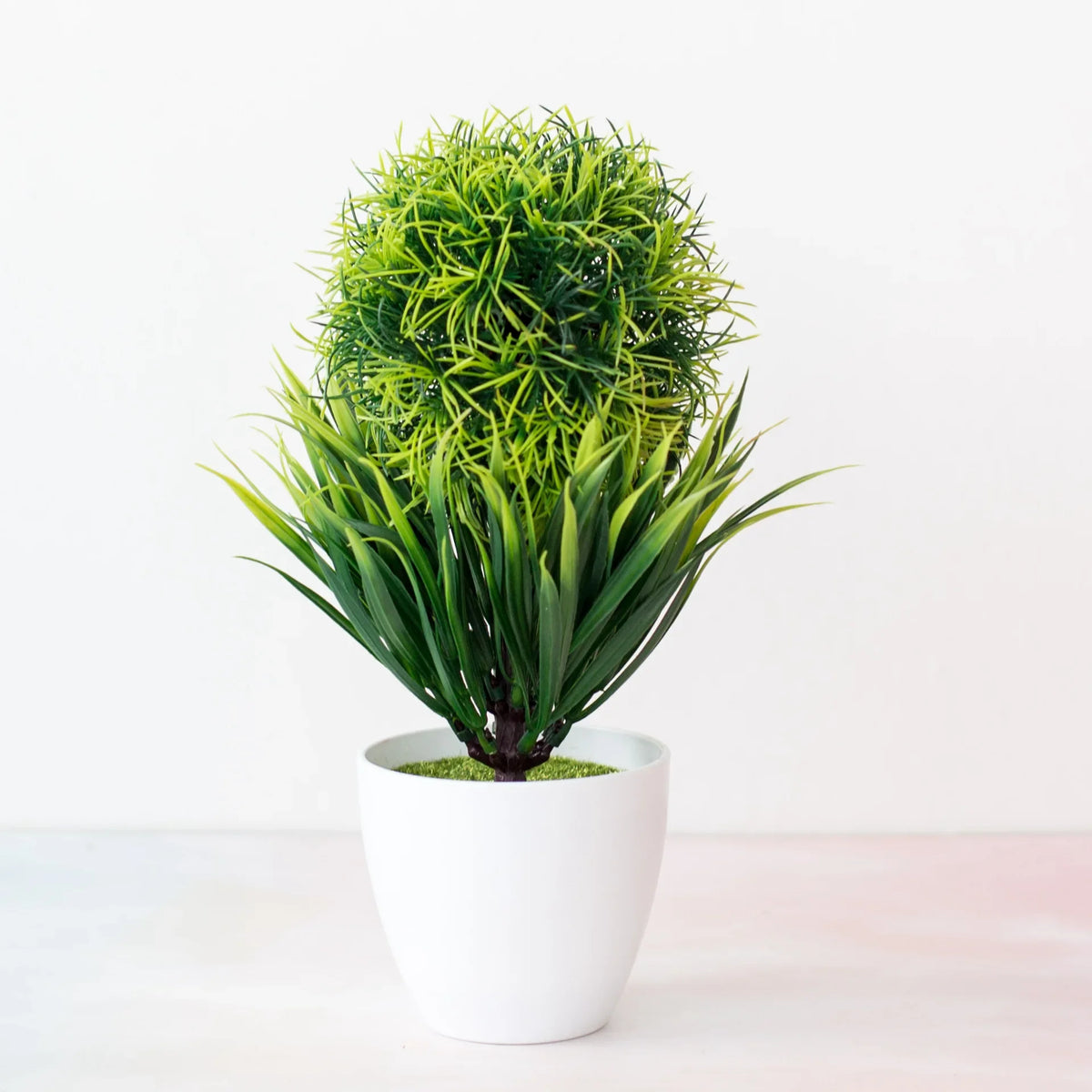 Small Artificial Bonsai Potted Plant – Green Faux Tree Ornament for Home, Garden & Hotel Decor