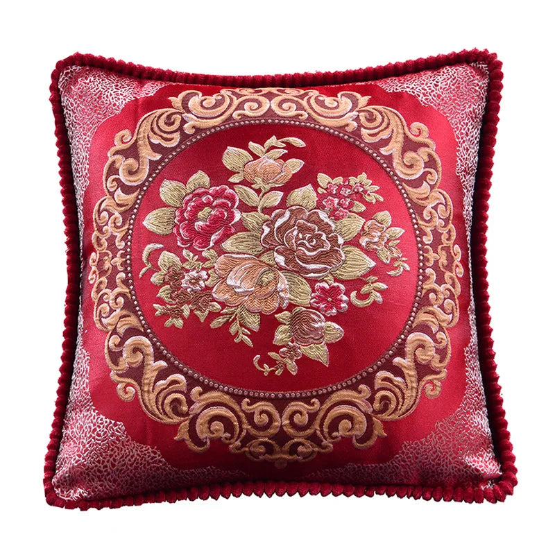 Floral Medallion Pillow Cover – Embroidered Bouquet, 18.90 in Square