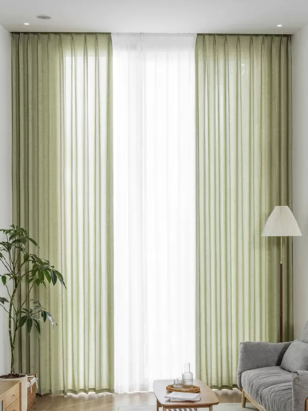 Matcha Green Linen-Look Light-Filtering Curtain Panel – 4 Hanging Styles