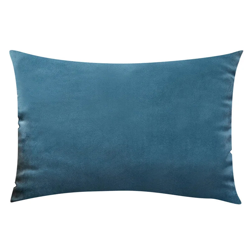 Blue & Teal Solid Velvet Lumbar Pillow Cover – Soft Woven Fabric, 1 Piece, 11.81 × 19.69 in (30 × 50 cm)