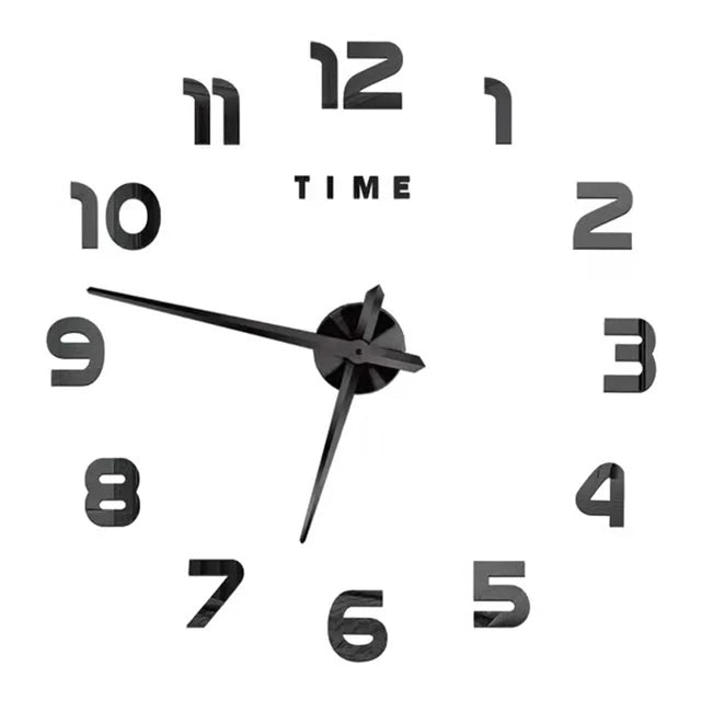 Large Black DIY Acrylic Wall Clock – 12 Designs, 36 or 48 Inch