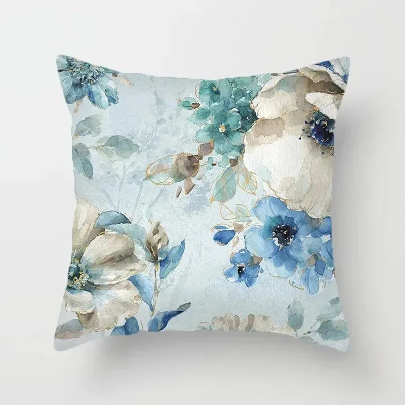 Ginkgo & Floral Polyester Pillow Cover – 17.72 × 17.72 in (45 × 45 cm), 1 Piece
