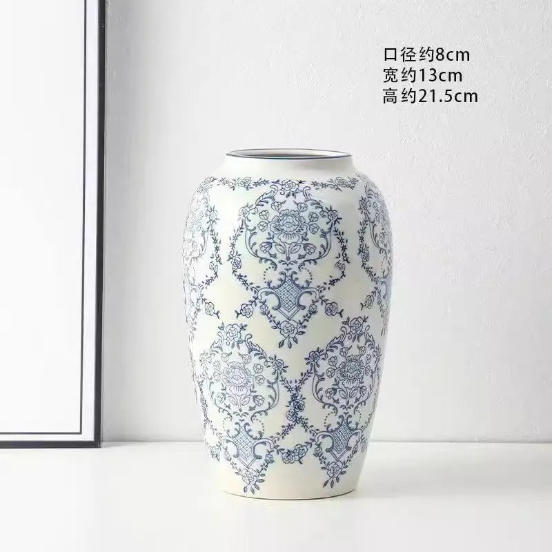 Retro Ceramic Vase – Light Luxury Tabletop Flower Vase for Living Room Decor