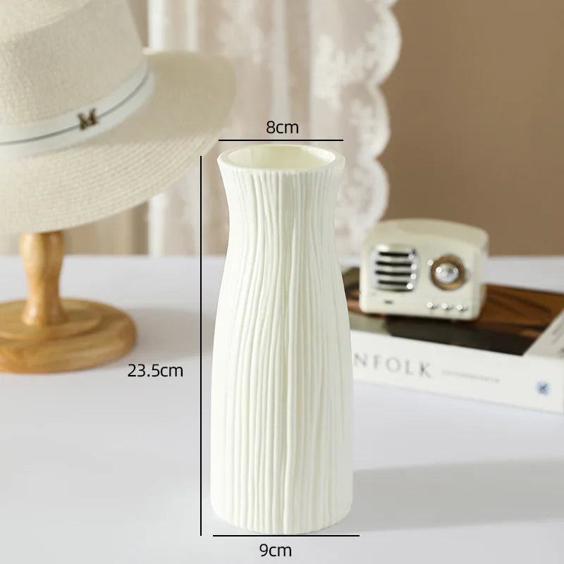 Modern Plastic Flower Vase – Simple Tabletop Vase for Hydroponic Flowers, Artificial Stems & Living Room Decor