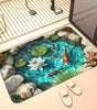 3D Koi & Lotus Non-Slip Flannel Doormat – Soft Absorbent Washable Floor Mat for Entrance & Bathroom