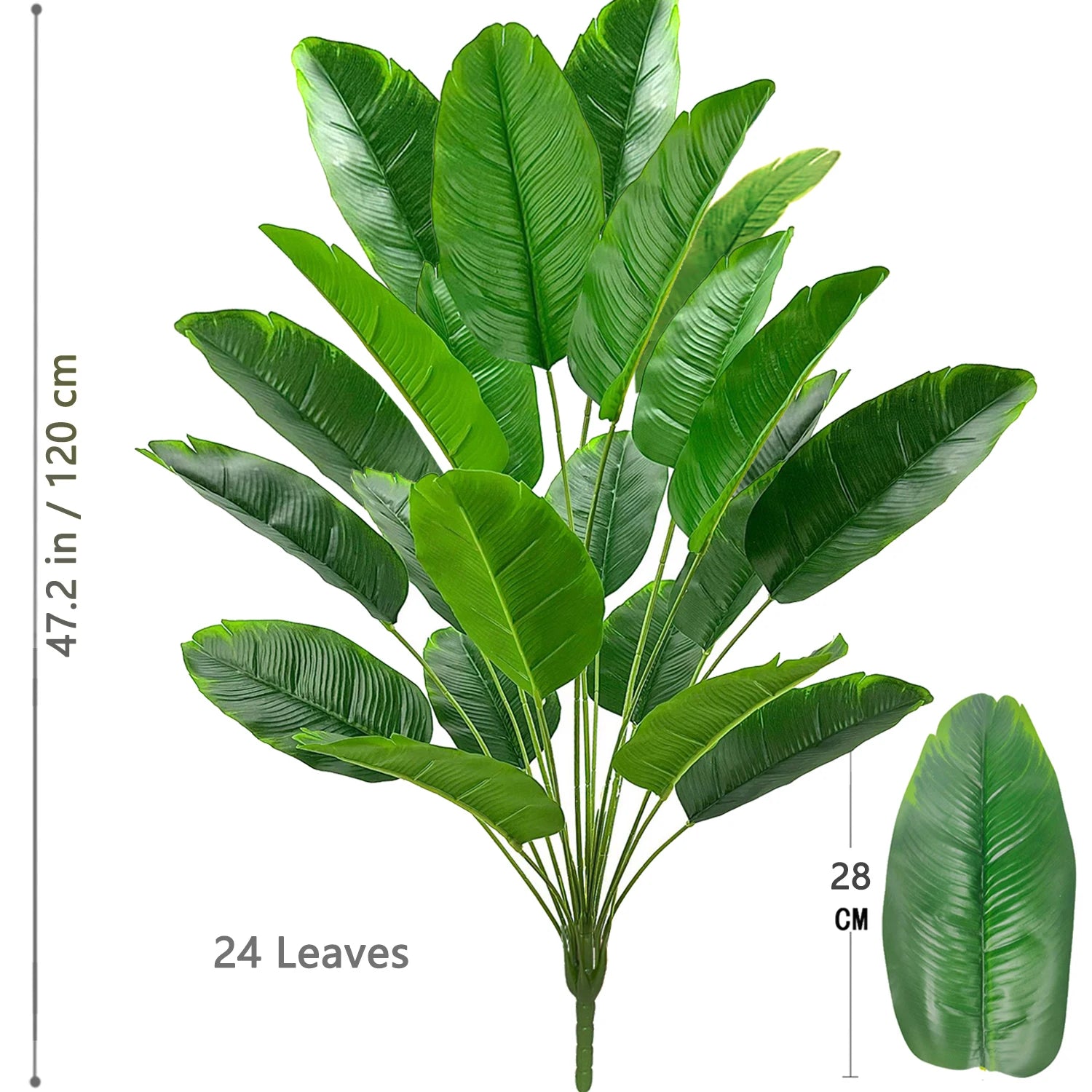 Large Artificial Bird of Paradise Plant Leaves – Real Touch Tropical Strelitzia Faux Greenery for Home & Garden Decor