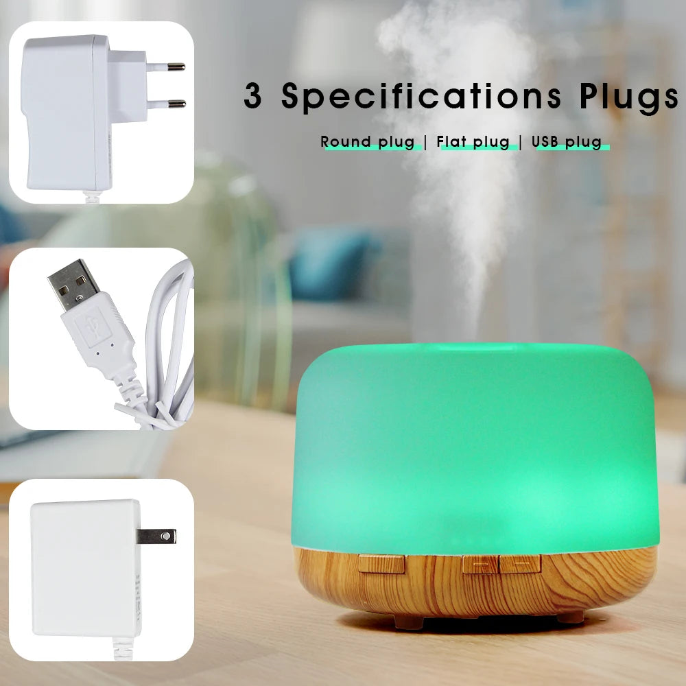 500ml Ultrasonic Essential Oil Diffuser with Remote and LED Lights