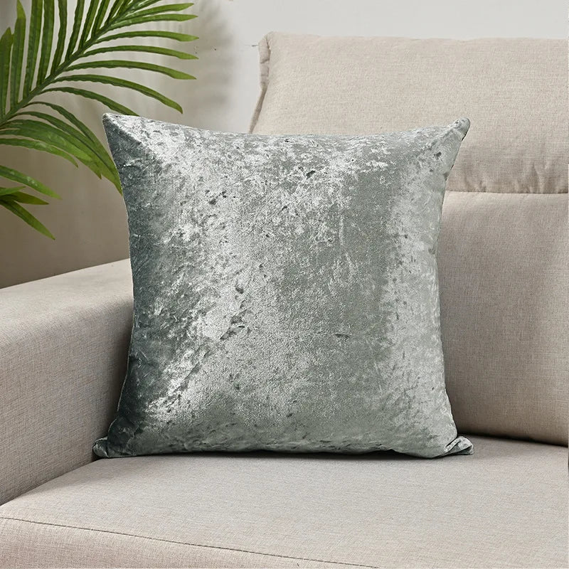Gray Crushed-Look Polyester Velvet Pillow Cover – Deep or Light Gray, 1 Piece, 40–70 cm Square, 30 × 50 or 50 × 70 cm Rectangle