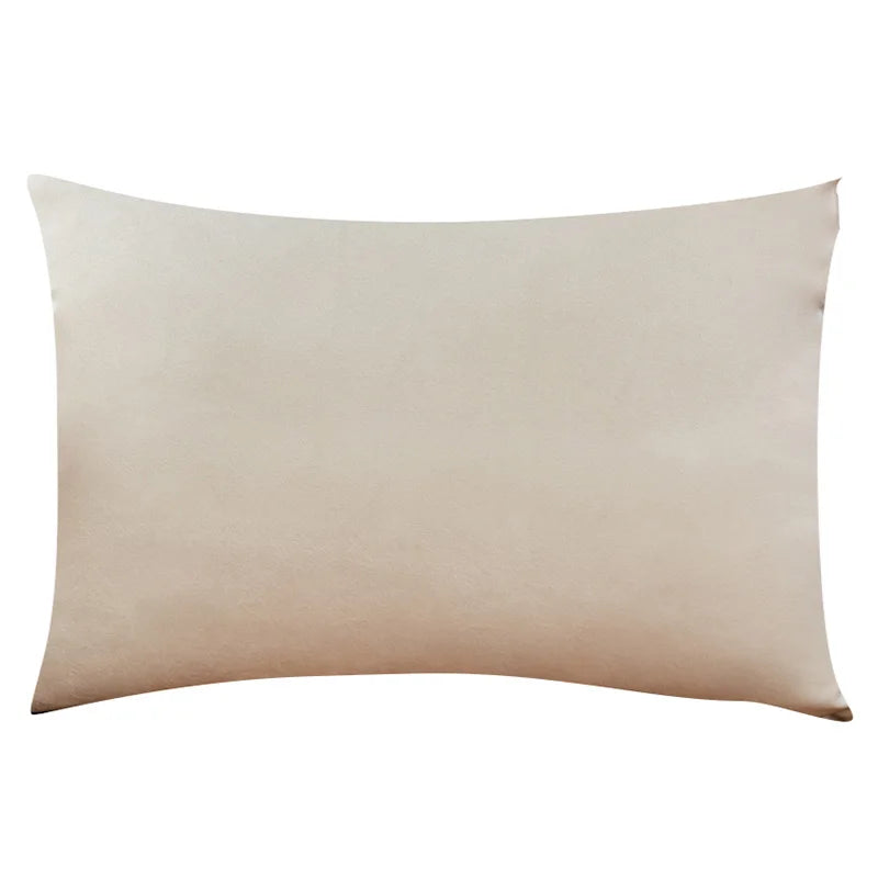 White Solid Velvet Lumbar Pillow Cover – Soft Woven Fabric, 1 Piece, 11.81 × 19.69 in (30 × 50 cm)