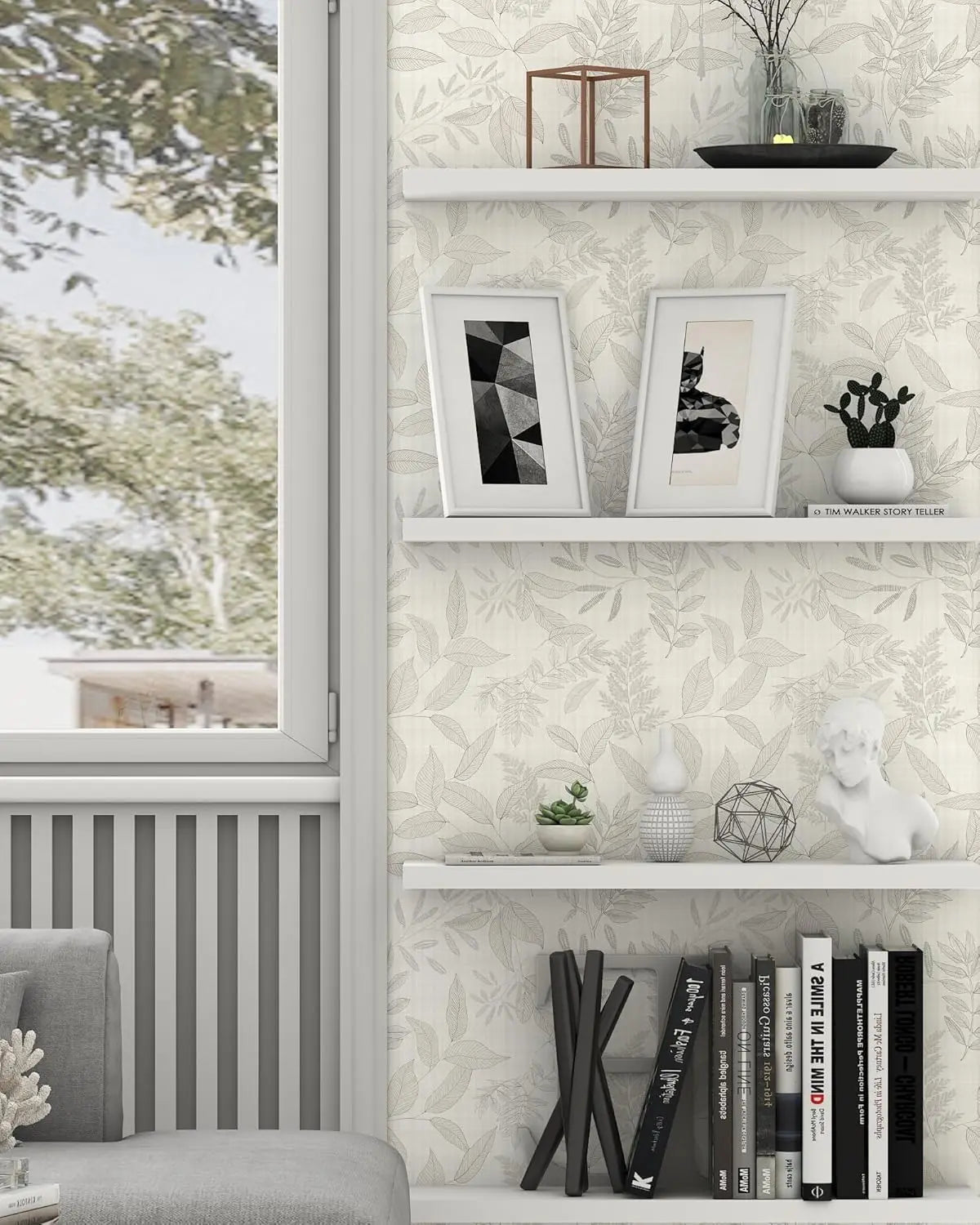 Vintage Boho Leaf Peel-and-Stick Wallpaper – Waterproof Removable Vinyl for Walls, Cabinets and Drawers