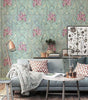 Green Floral Waterproof PVC Peel-and-Stick Wallpaper – Removable Vintage Contact Paper
