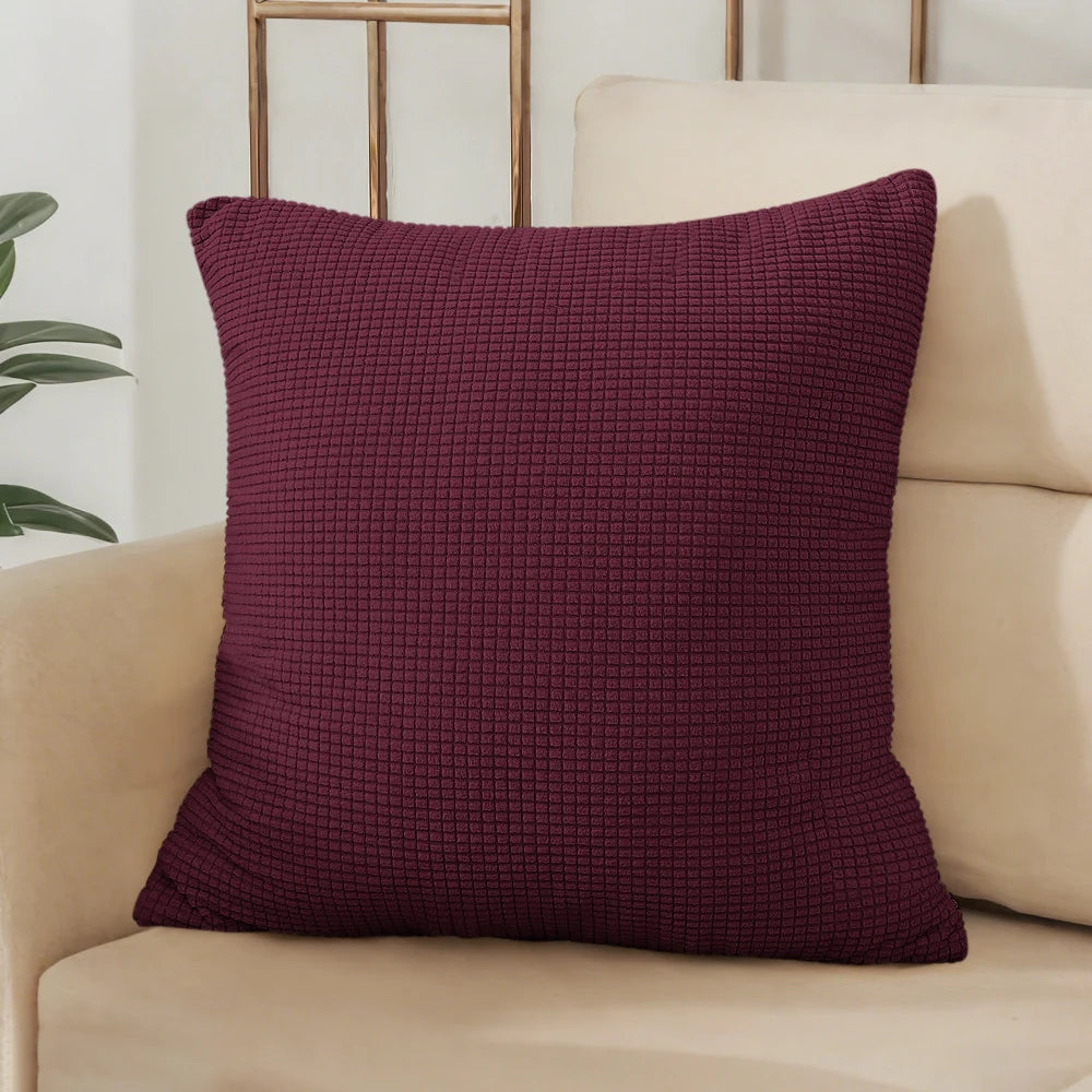 Solid Deep Purple Jacquard Polyester Pillow Cover – 8 Sizes