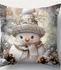 Snowman Christmas Pillow Cover – Single-Sided Peachskin Print, Machine Washable