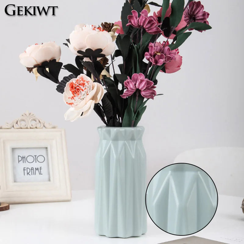 Minimalist Geometric Plastic Tabletop Vase – 3 Colors