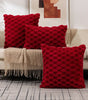 Textured Plush Pillow Cover – Pink, Rose Red & Red | Square & Lumbar Sizes