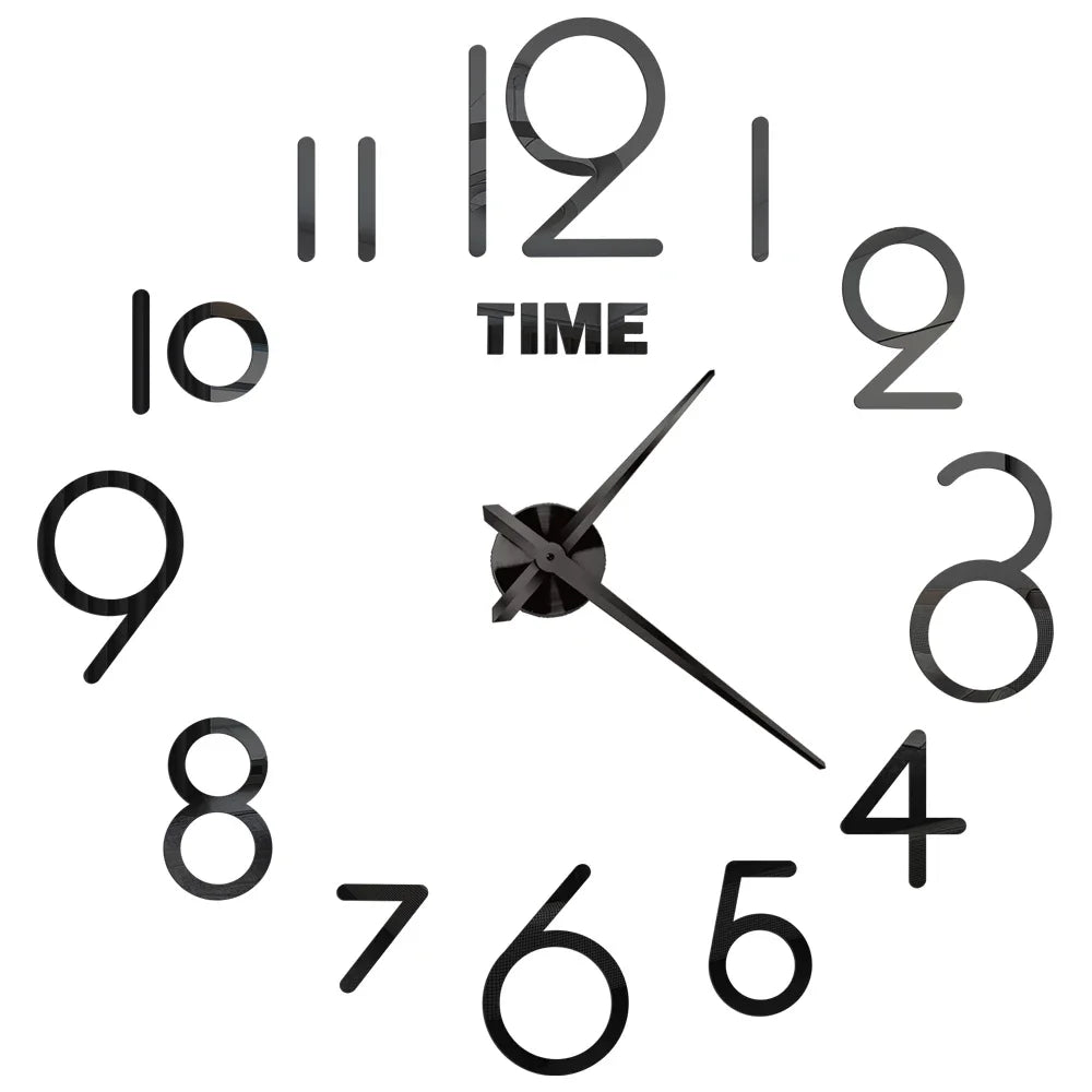 Large Black DIY Acrylic Wall Clock – 12 Designs, 36 or 48 Inch