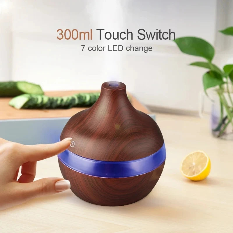 300ml Wood-Look Ultrasonic Aroma Diffuser for 20–40 m² Rooms