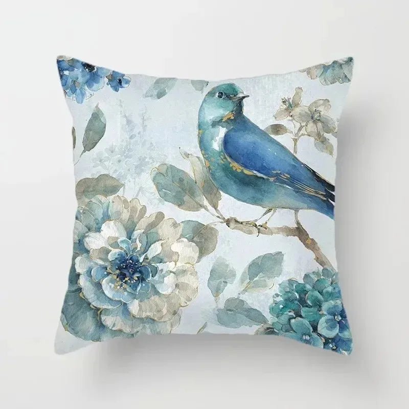 Ginkgo & Floral Polyester Pillow Cover – 19.69 × 19.69 in (50 × 50 cm), 1 Piece