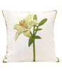 Cream Floral Stem Embroidered Polyester/Cotton Pillow Cover – 17.72 × 17.72 in (45 × 45 cm)