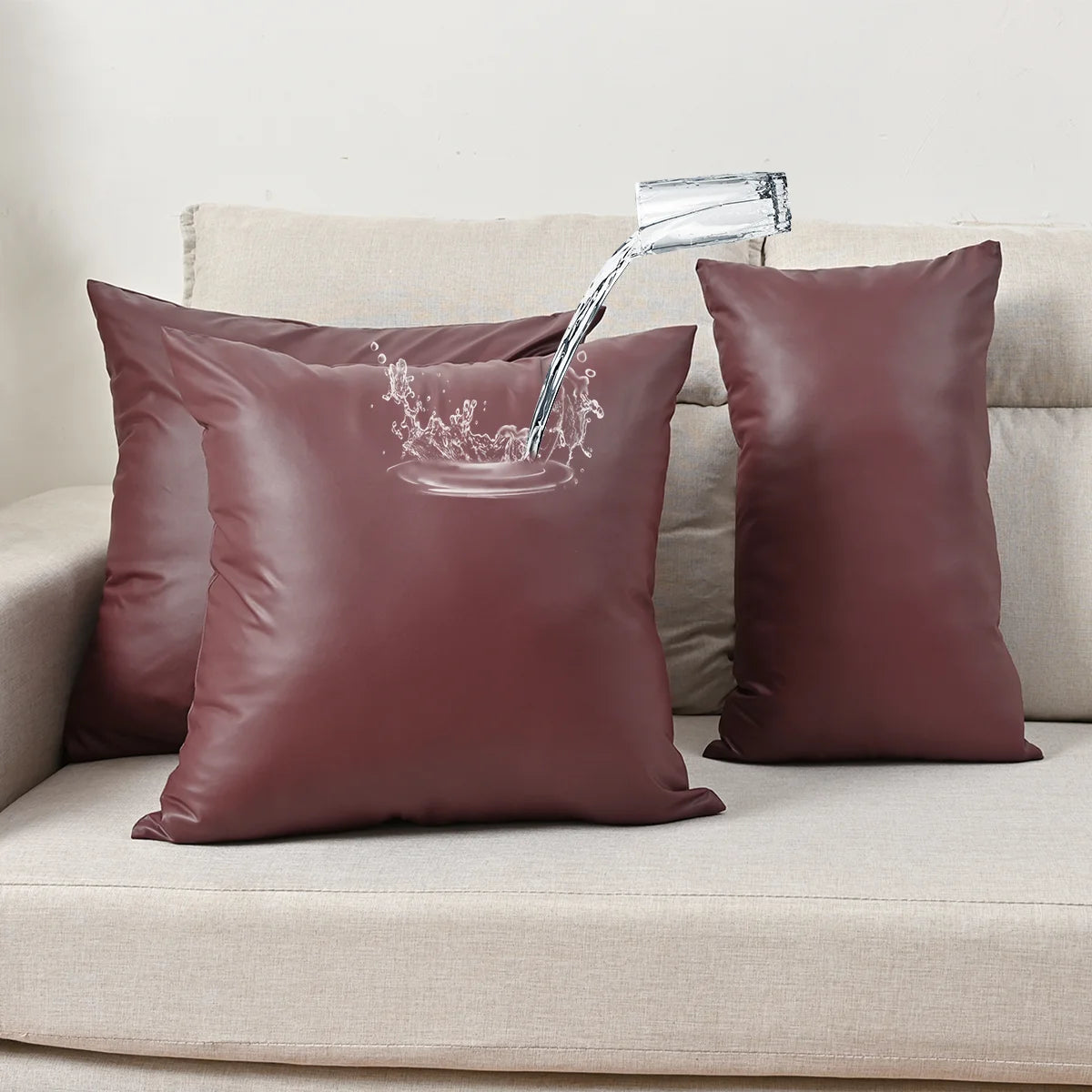 Waterproof Leather Lumbar Pillow Cover – 11.81 × 19.69 in (30 × 50 cm), 1 Piece