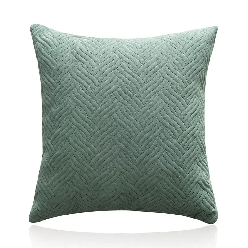 Cool-Tone Geometric Quilted Velvet Pillow Covers – 17.72 in Square