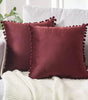 Pink, Purple or Burgundy Velvet Pom-Pom Throw Pillow Cover, 15.75–19.69 in, Cover Only