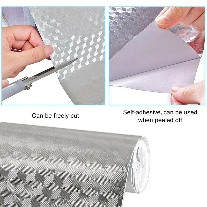 Kitchen Oil-Proof Aluminum Foil Peel and Stick Wallpaper – Waterproof, Heat Resistant, Self-Adhesive Vinyl Wallpaper