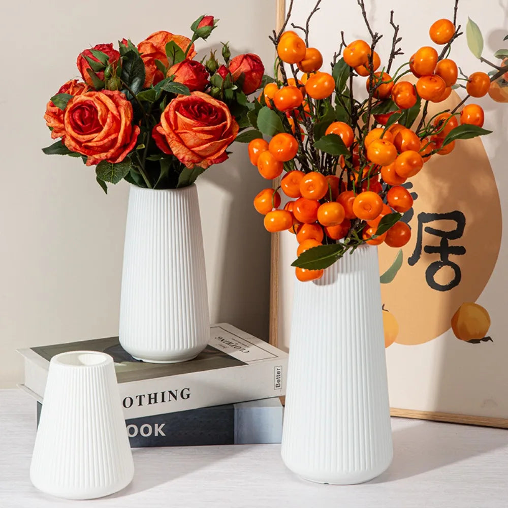 Modern Plastic Flower Vase Solid Color High-end Water Cultivation Vase Home Decoration Flower Arrangement Vase
