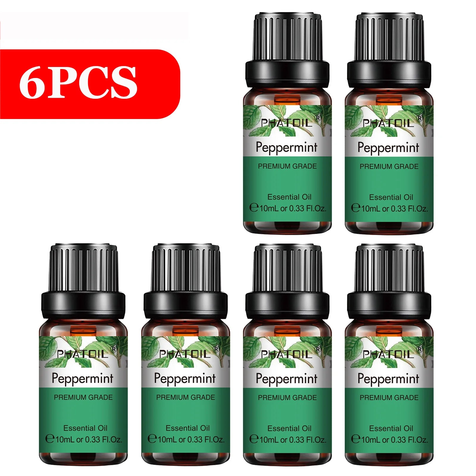 PHATOIL 6-Piece 10ml Pure Essential Oil Set for Diffusers