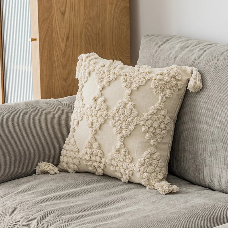 Bohemian Geometric Textured Throw Pillow Cover, 17.72 × 17.72 in, 10 Designs, Cover Only