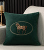 Dark Green Embroidered Horse Polyester/Cotton Pillow Cover – 17.72 × 17.72 in (45 × 45 cm), 1 Piece