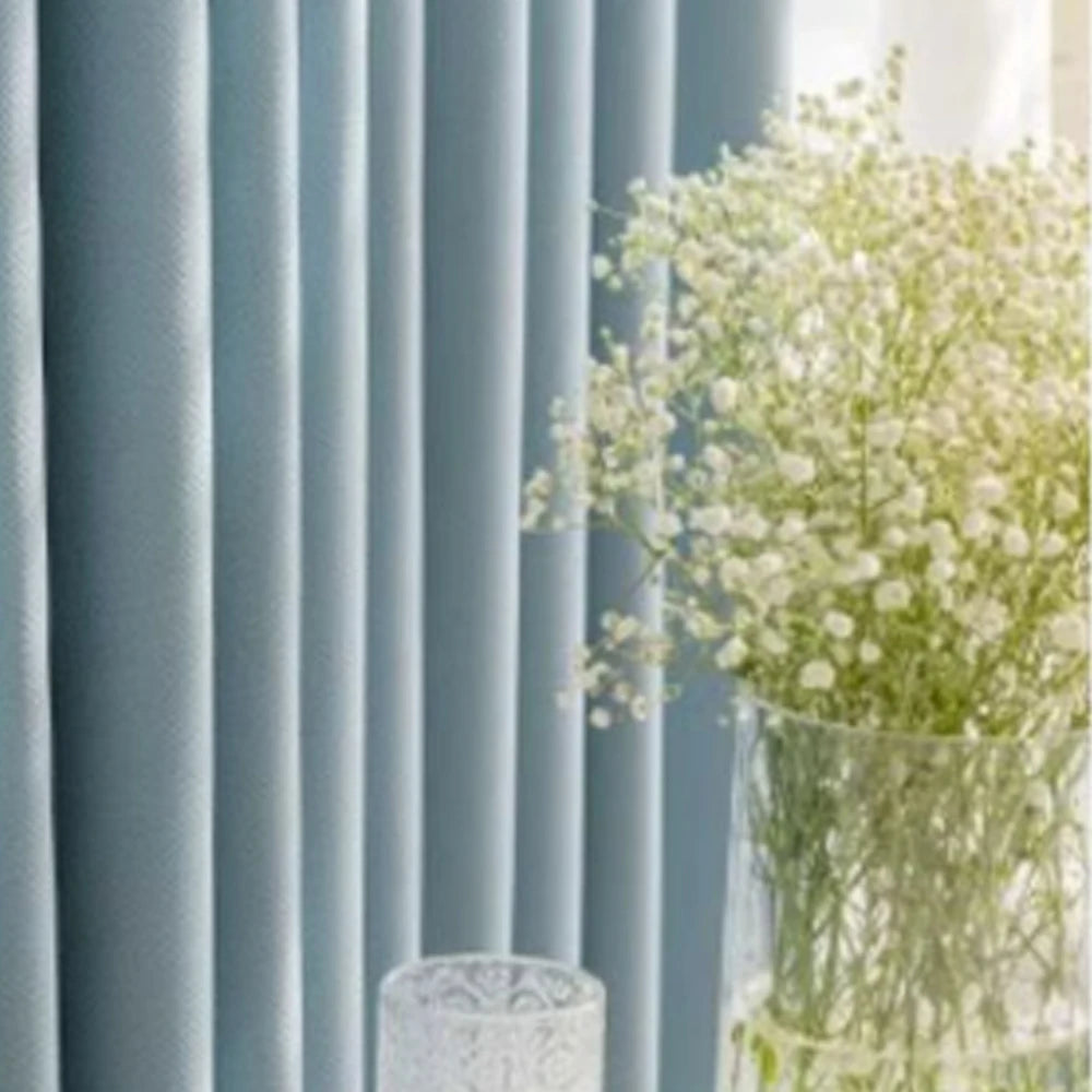 Blue 200 GSM Linen-Look Semi-Light Blocking Curtain Panel – 2 Hanging Styles