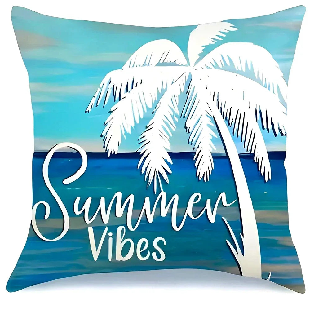 Ocean Beach Quote Polyester Pillow Cover – 15.75–23.62 in Square, Cover Only